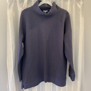 Women’s Navy Ribbed Cowlneck Sweatshirt